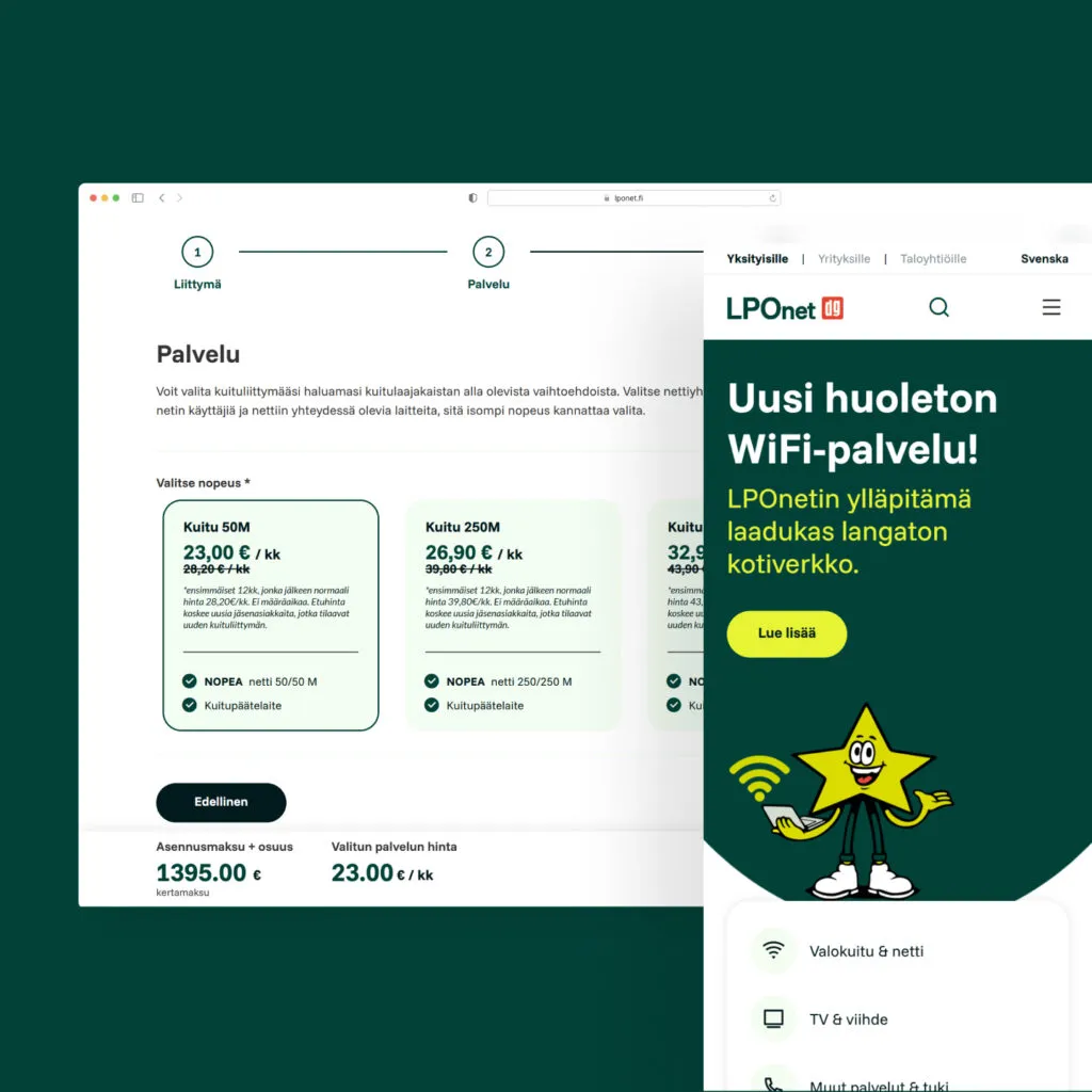 LPOnet – kotisivut ja tilausprosessi