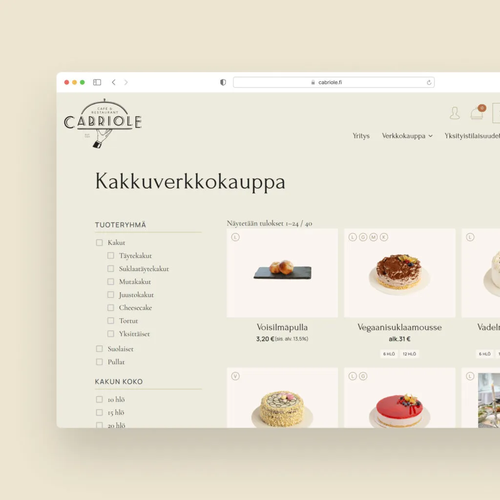 Café & Restaurant Cabriole – brändiuudistus ja verkkopalvelu