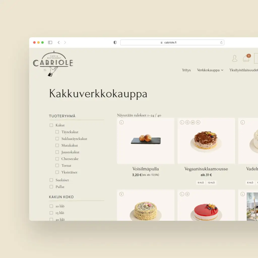 Cabriole kakkuverkkokauppa