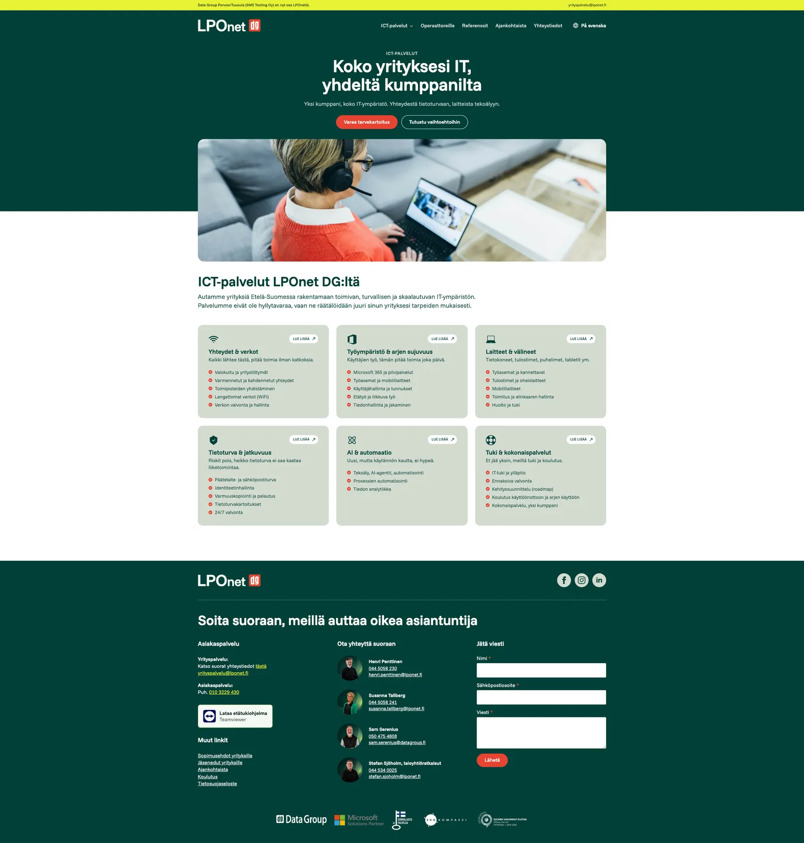 LPOnet DG B2B ICT-palvelut -sivu