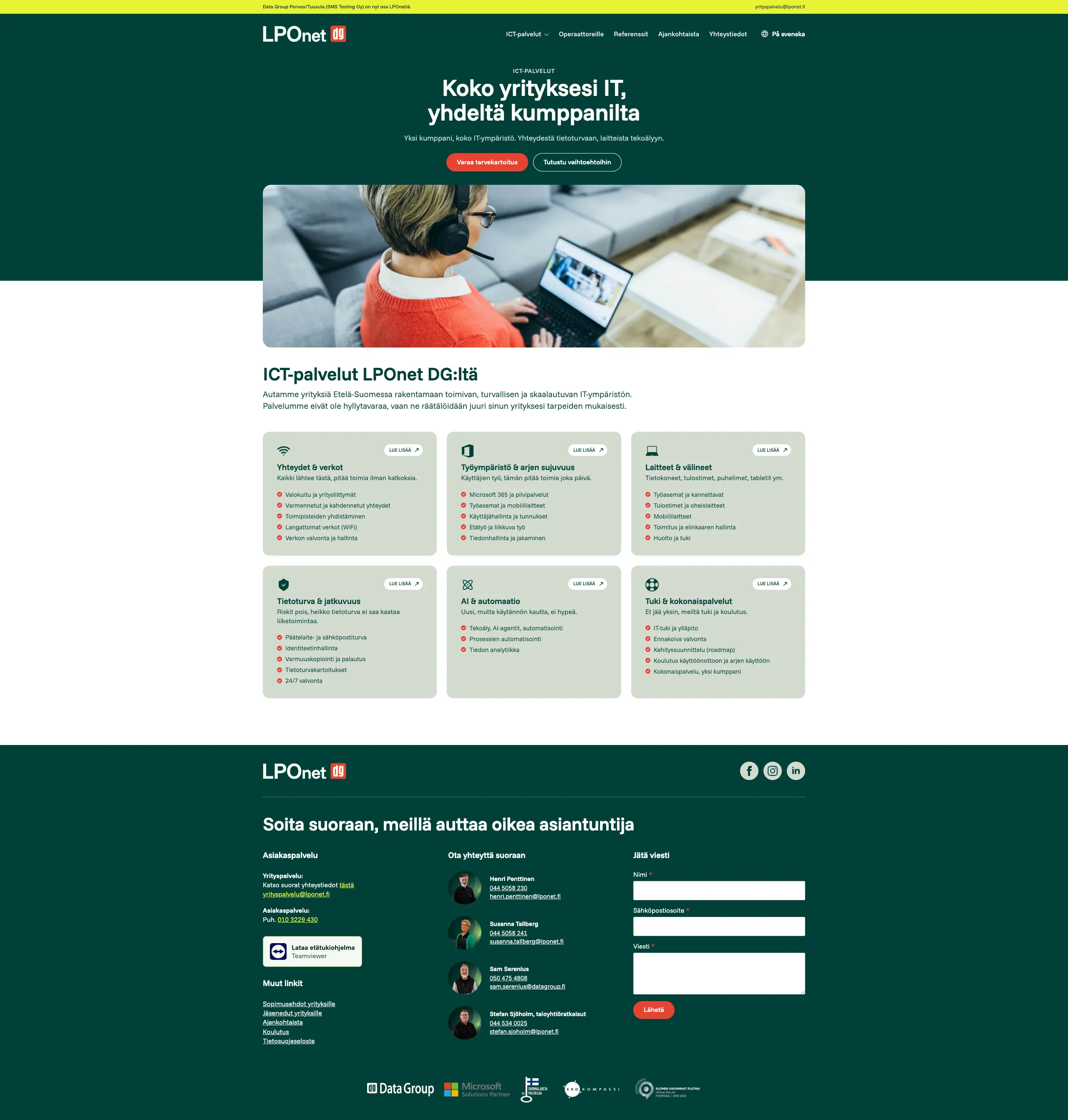 LPOnet DG B2B ICT-palvelut -sivu